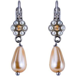Mariana Butter Pecan Silvertone Earrings Simulated Pearls Golden Shadow 1153 NWT